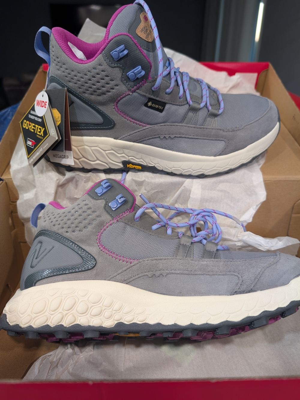 New Balance Women's Grey with Purple Accent Gore-Tex Trail Shoes